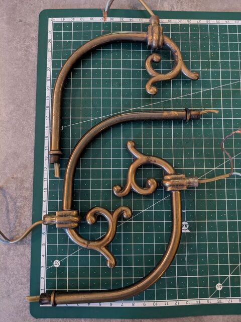 3 bras en laiton tube fileté ouvragés Pièce de lampe lustre 6 Marseille 13 (13)