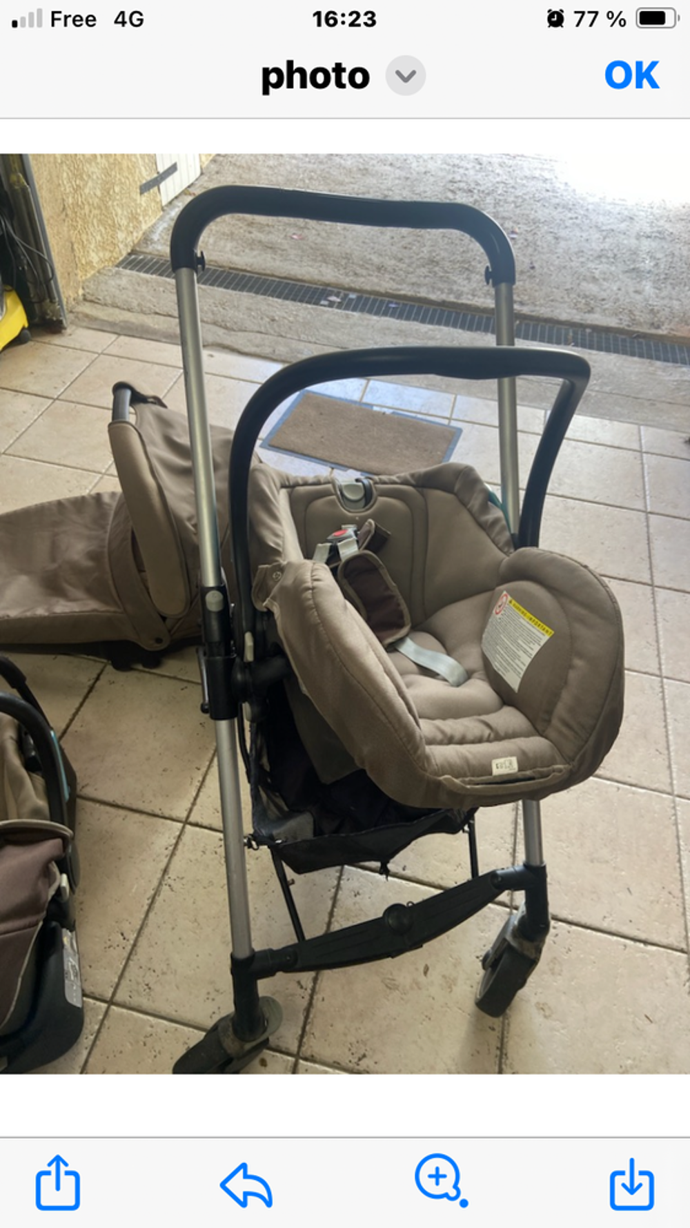 Poussette avec nacelle et 2 maxi cosy Puriculture
