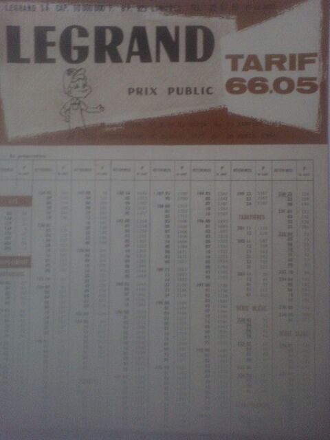 Prospectus Legrand Limoges Tarif 66.05 Vis Socle porcelaine 8 N�rac (47)