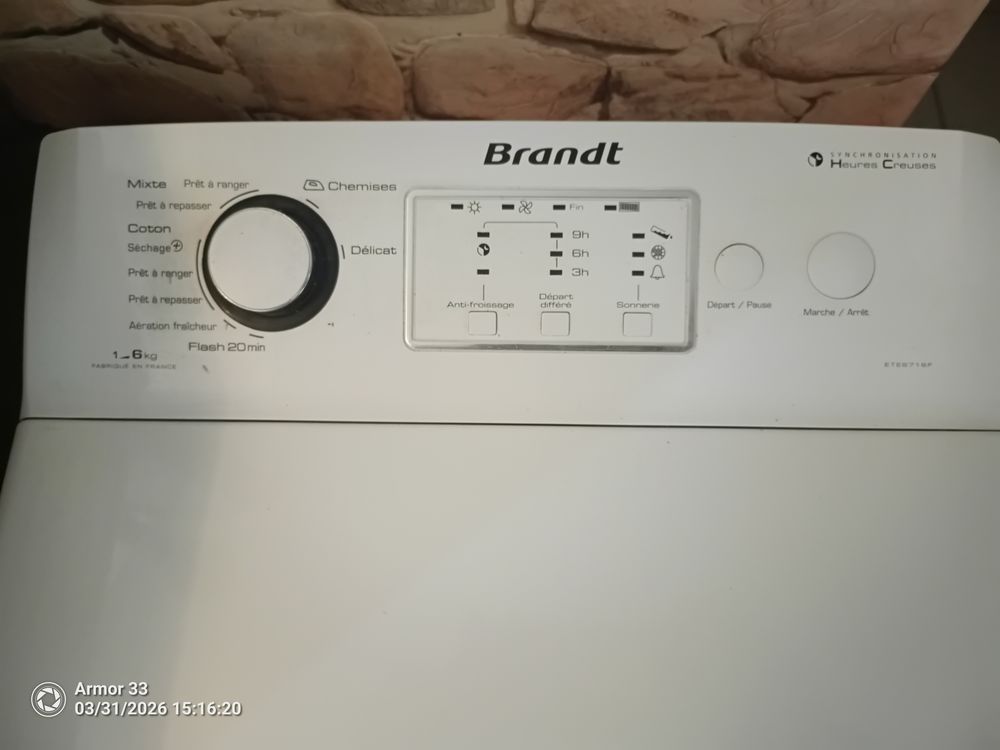 S&egrave;che linge BRANDT Electroménager