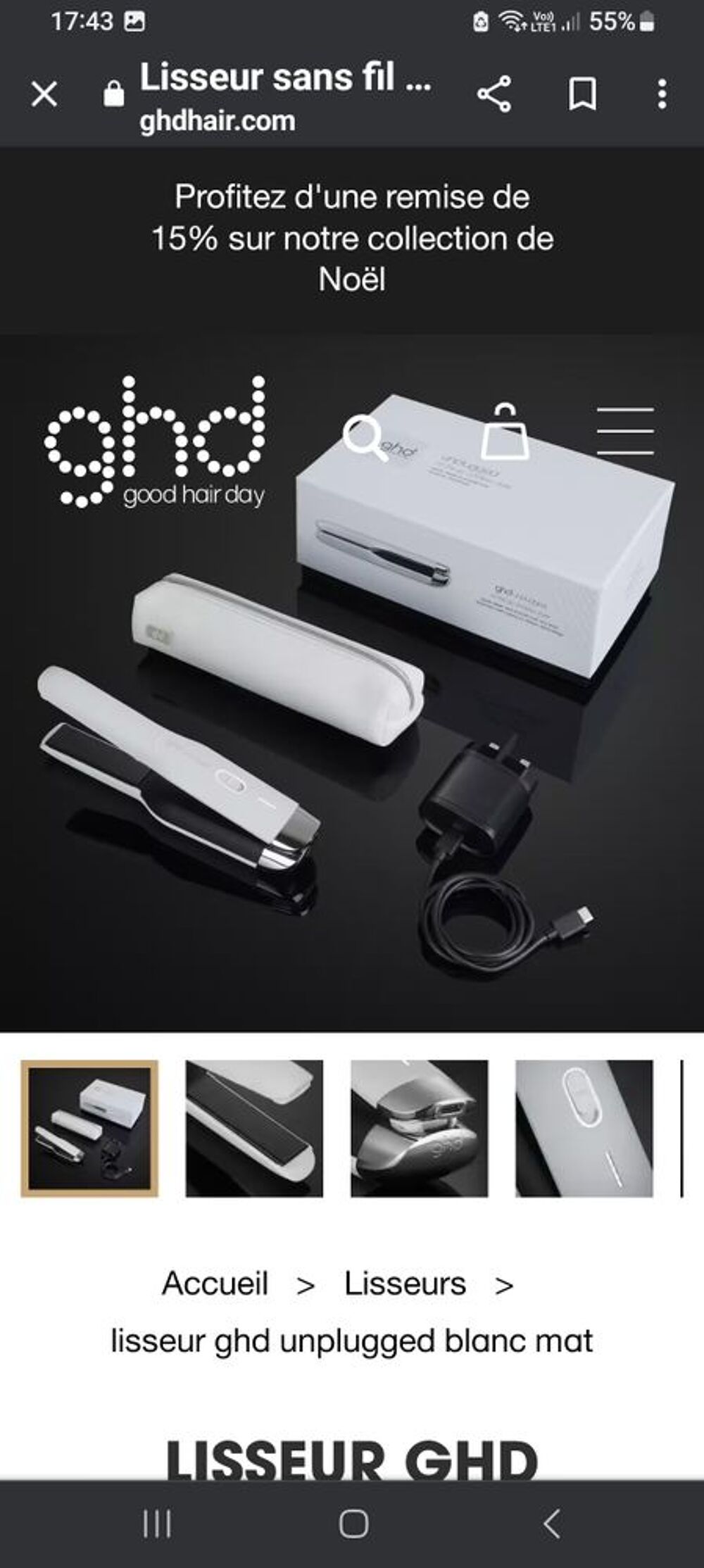 LISSEUR ghd ha&iuml;r nomade blanc Electromnager