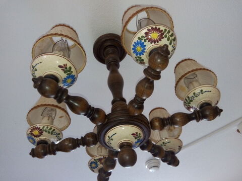 lustre en bois six branches 30 Mellecey (71)