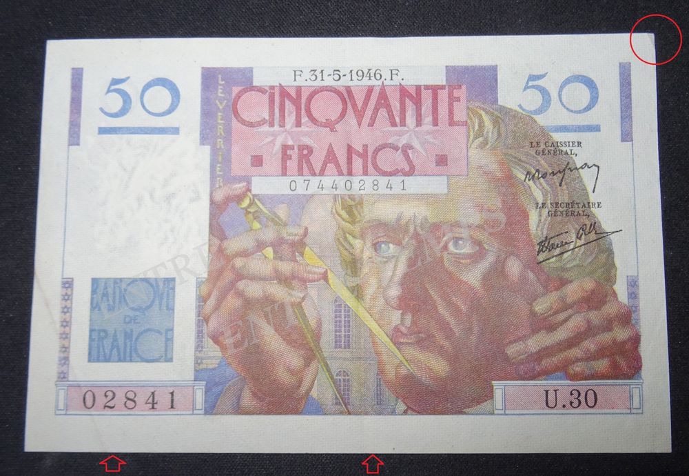BILLET BANQUE DE FRANCE 50 FRANCS LE VERRIER Type 1946 
