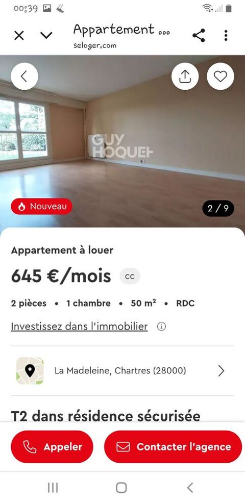  Appartement  louer 2 pices 50 m