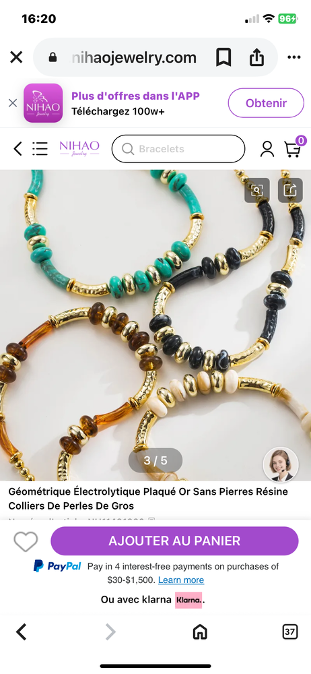 Colliers diverses couleurs Bijoux et montres