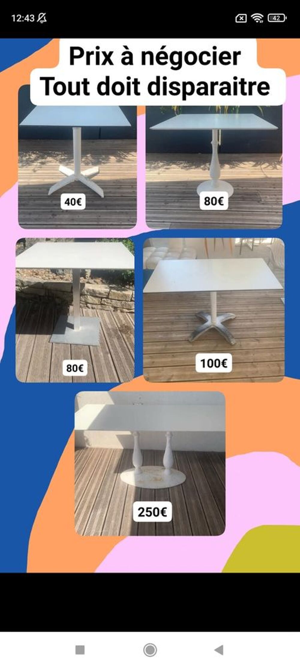 Lot de table et de chaise Meubles