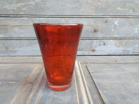 Vase Verre � Bulles Vintage Murano Fratelli Toso Glass 80 Loches (37)