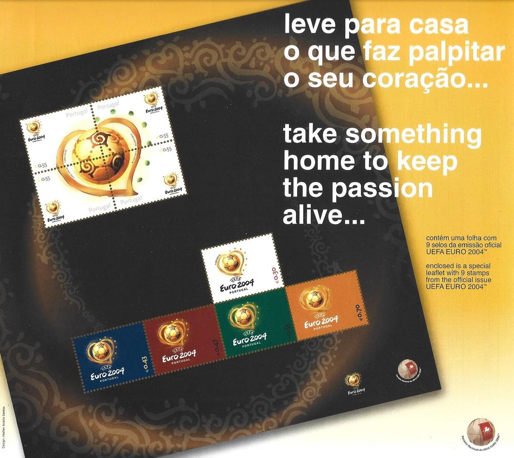 Encart philat&eacute;lique UEFA Euro 2004 Portugal 