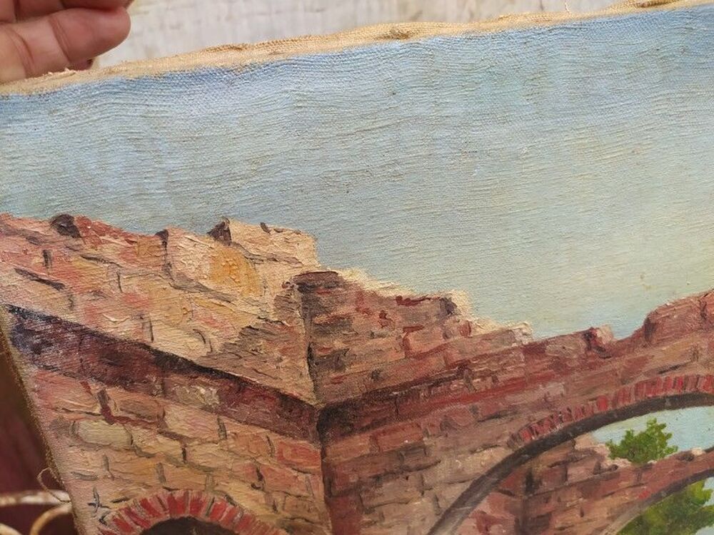 Ancien Tableau Orientaliste Ruines de Tlemcen Alg&eacute;rie Sign&eacute; 