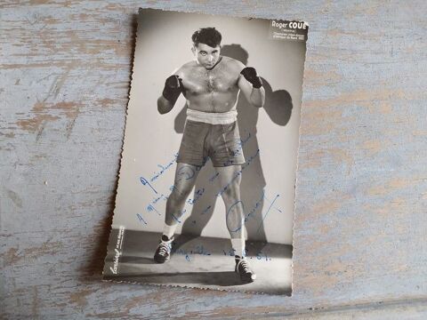 CPA PHOTO Boxeur Roger Cou� D�dicace Boxe 1951 20 Loches (37)