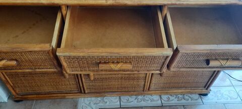 MEUBLE BAS 3 PORTE - ROTIN et BAMBOU 180 Serpaize (38)