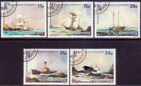 Timbres EUROPE-GB-ALDERNEY-AURIGNY-1987 YT 32  36 7 Lyon 5 (69)