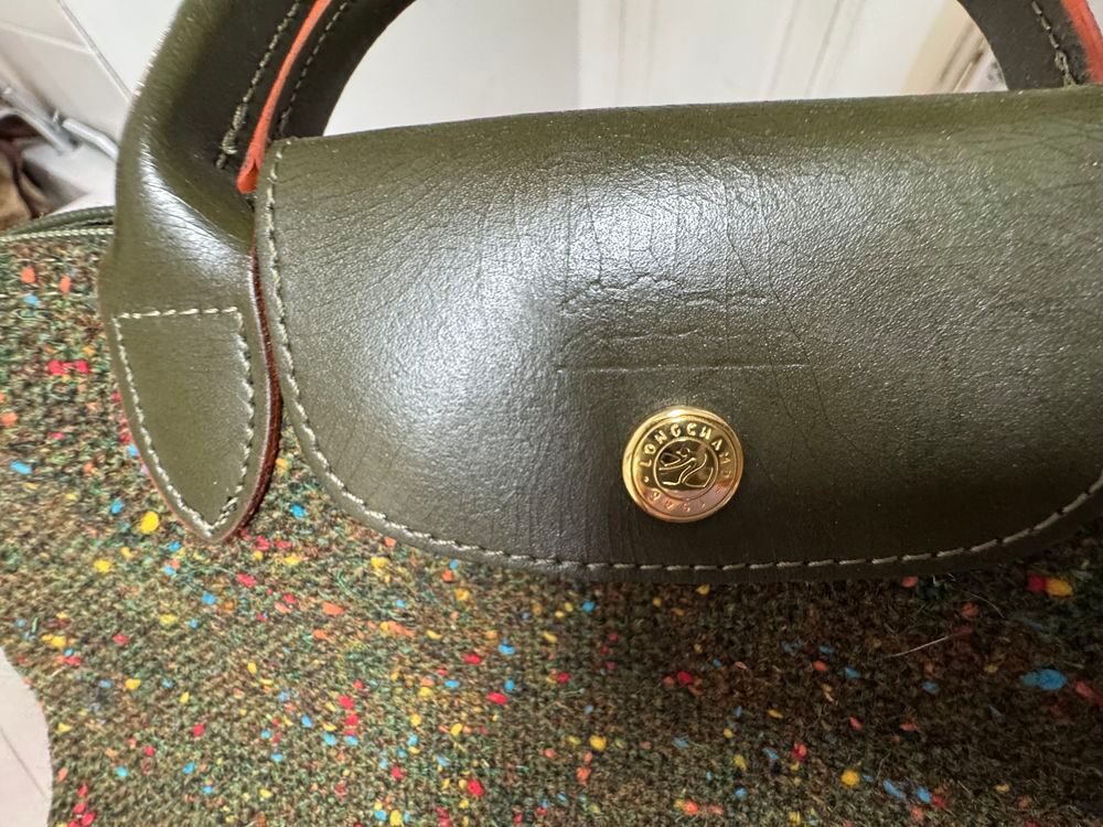 ? Sac Longchamp Le Pliage ? Edition Tweed Kaki Mouchet&eacute; Maroquinerie
