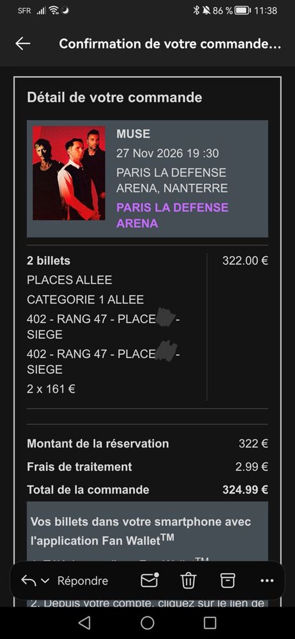 2 Places concert MUSE - Paris - 27/11/2026 Billetterie