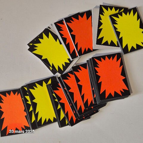 Plus de 130 tiquettes flash fluo jaune et rouge 60 x 90 mm 2 Saumur (49)