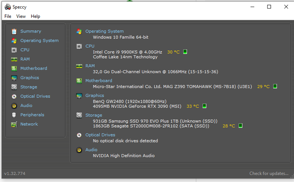 Ordinateur PC Gamer gtx 3090 MSI, 32go RAM, i9, 3to. Matériel informatique
