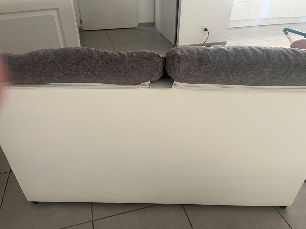 Canap&eacute; gris/blanc angle Meubles
