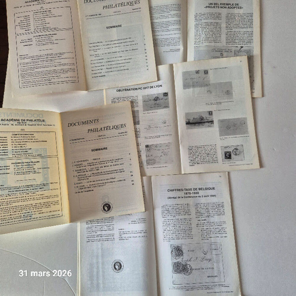 Lot de 5 revues documents de l'acad&eacute;mie philat&eacute;liques, La bi 