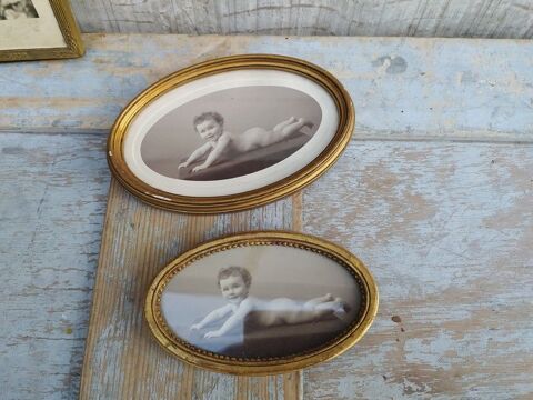 Deux Anciens Petits Cadres Photo Ovales Stuc Doré 32 Loches (37)