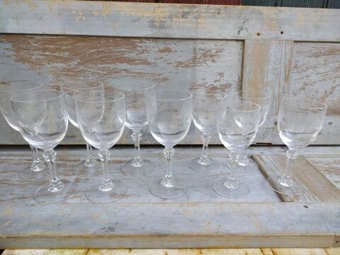6 Verres à Eau et 4 Verres à Vins Cristal Motif Guirlande 
50 Loches (37)
