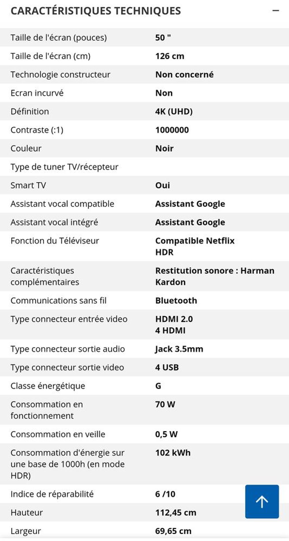 TV sharp 50 pouce connect&eacute;e Photos/Video/TV