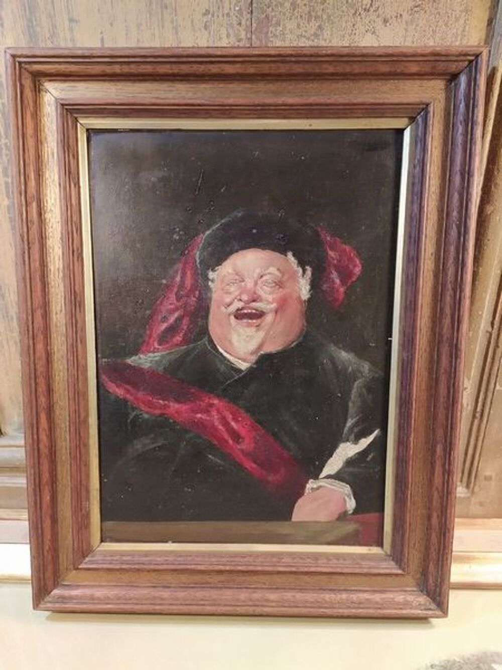 Ancien Tableau Peinture Portrait Homme &Eacute;cole Allemande 