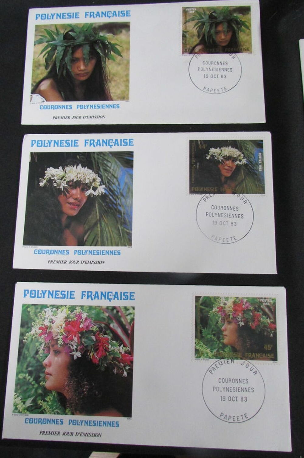 Lot de 8 enveloppes timbr&eacute;es, 1er jour d'&eacute;mission, Polyn&eacute;sie 