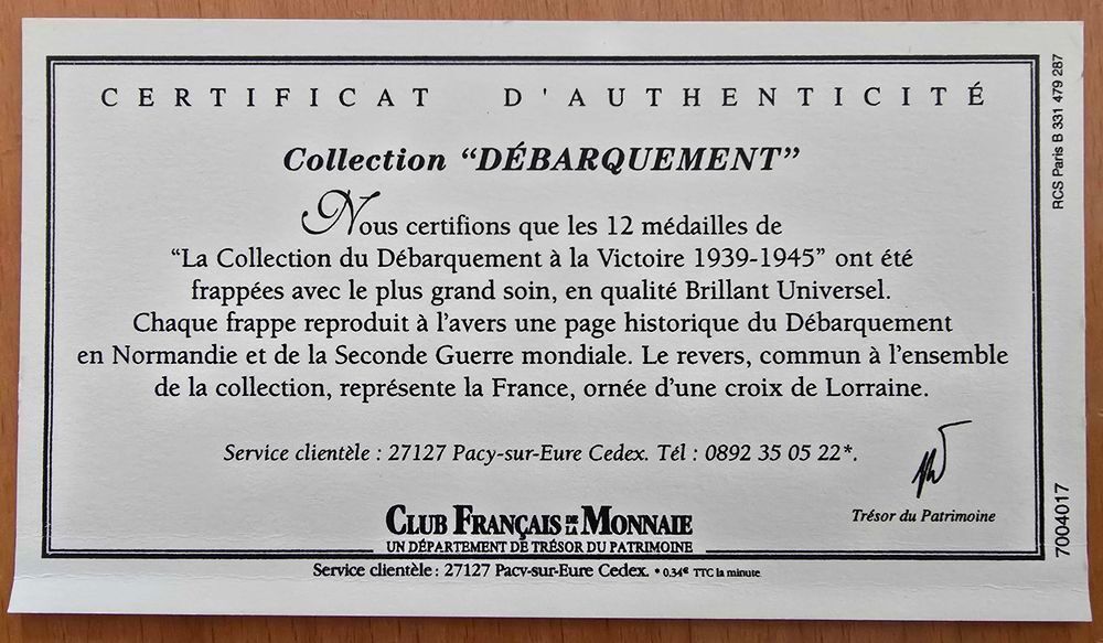 Coffret 12 m&eacute;dailles D&eacute;barquement 1939-1945 parfait &eacute;tat (BU) 