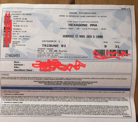 2 places Hexagone MMA Arena Futuroscope 69 C�zac (33)