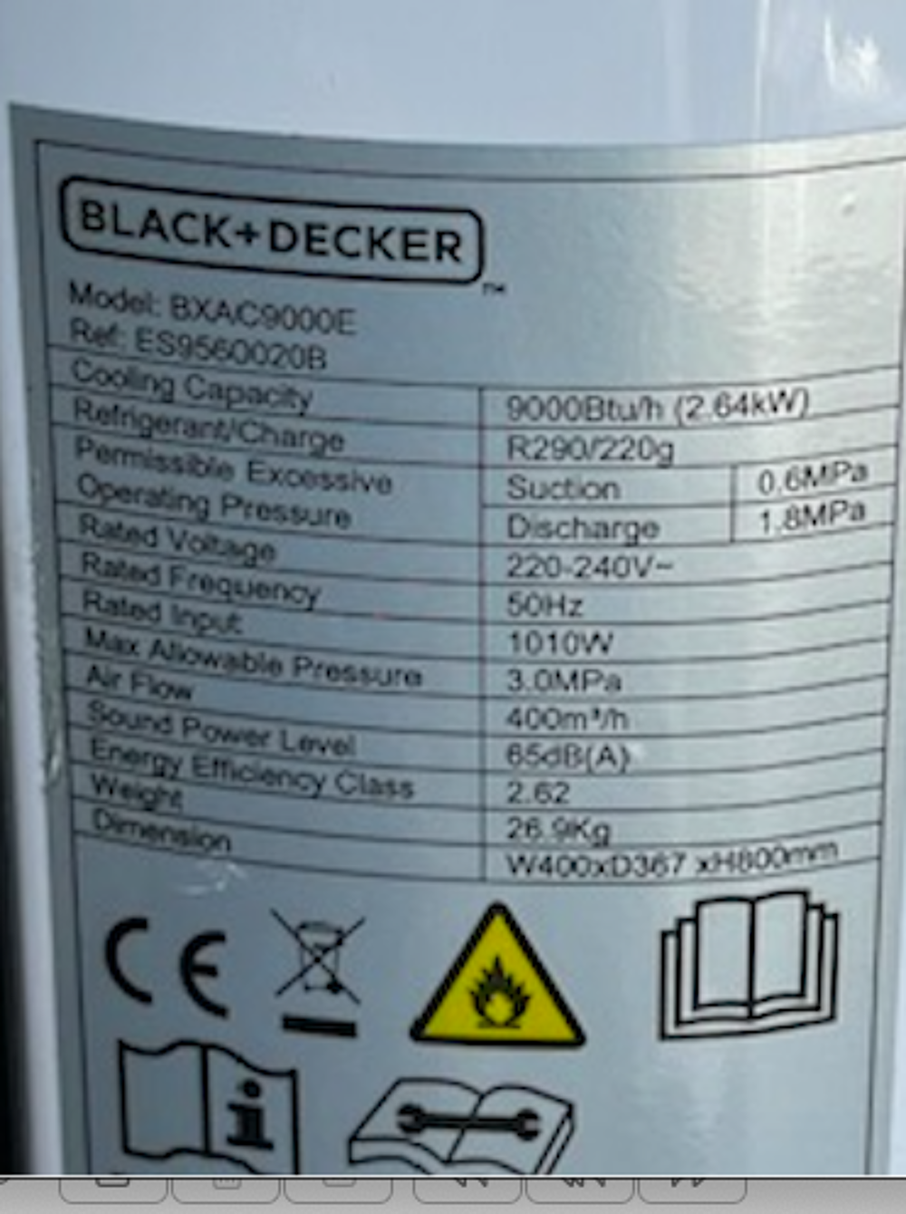 Climatiseur Black et Decker Electroménager