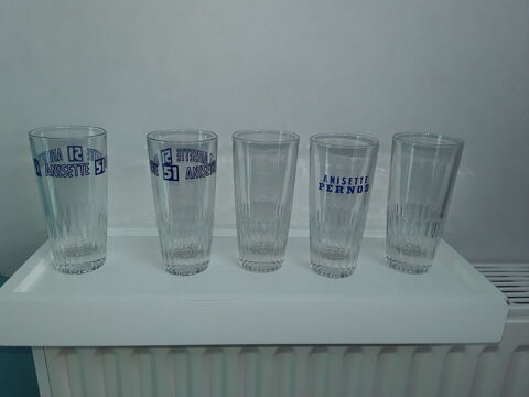  Un lot de 5 verres 3 striés 51 Anisette 10 Gometz-la-Ville (91)