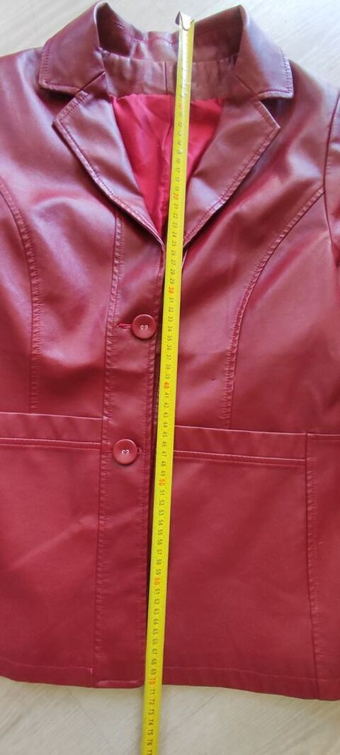 Veste en cuir d'agneau rouge très douce Taille xl. 25 Orange (84)