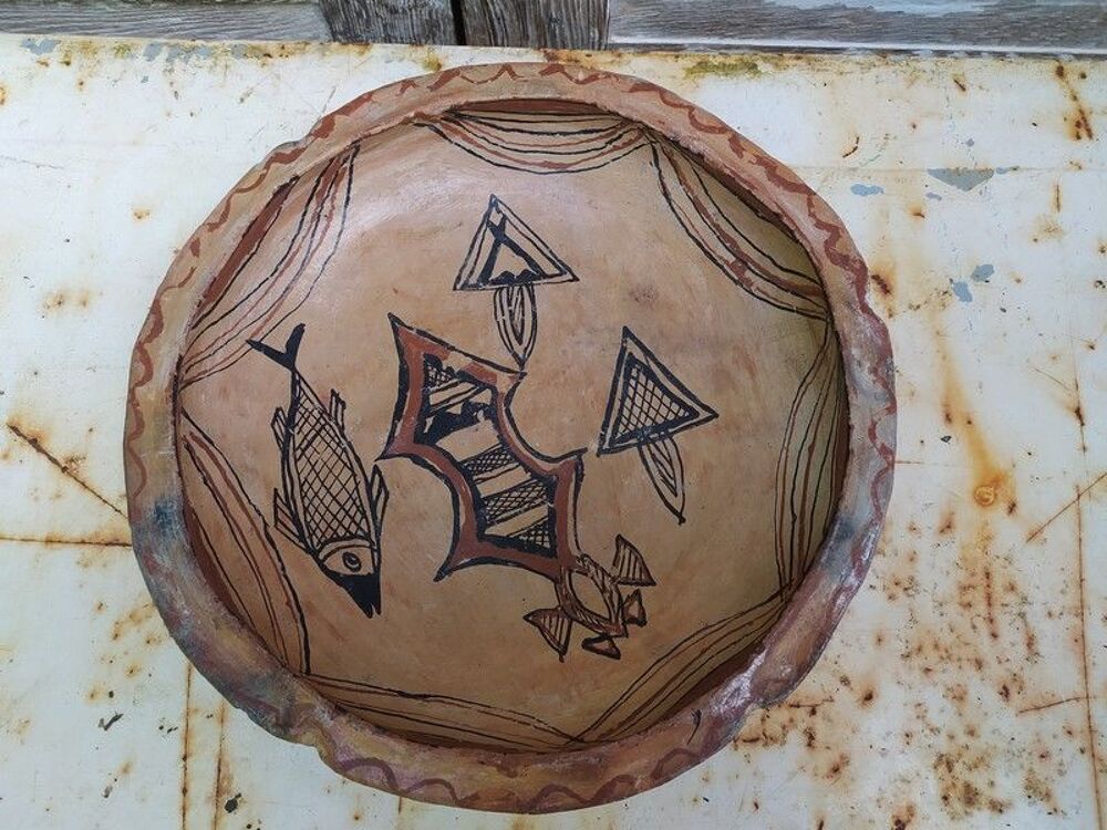 Plat Berb&egrave;re Tunisie Sejnane D&eacute;cor Poisson Crois du Sud 