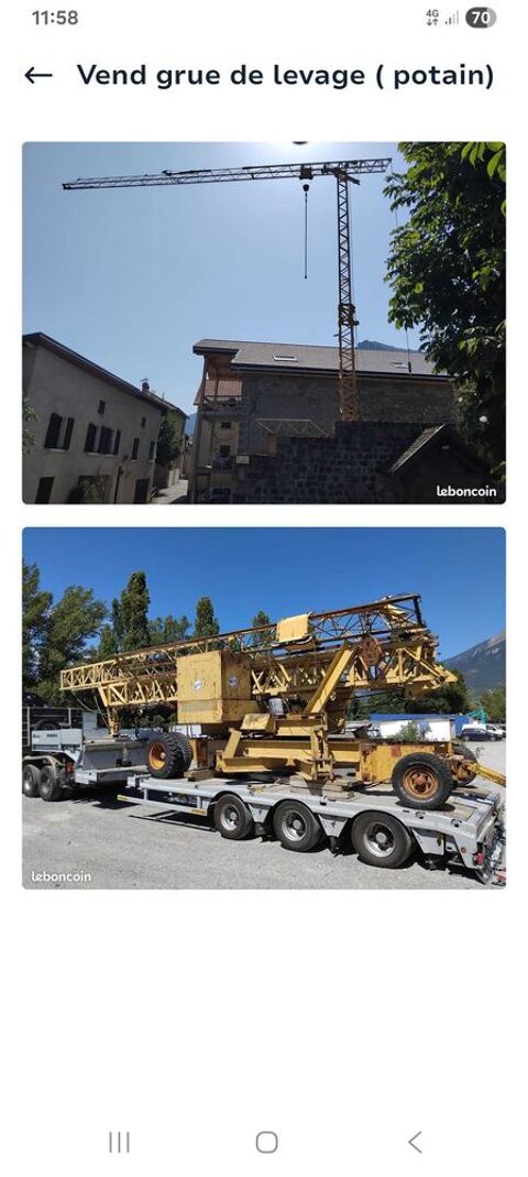 grue de chantier ( potain) 7500 05200 Embrun