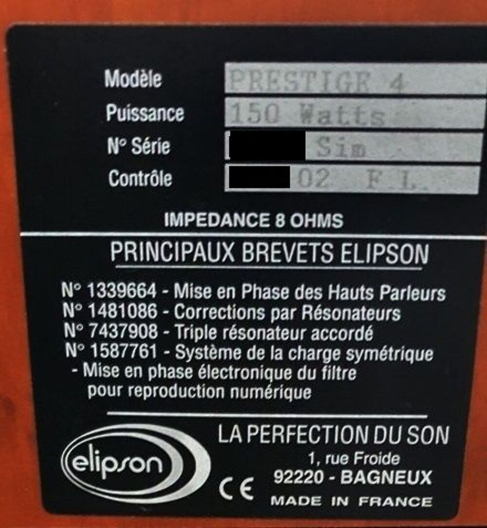 Recherche Enceintes Acoustiques ELIPSON PRESTIGE 4 (P4) Audio et hifi