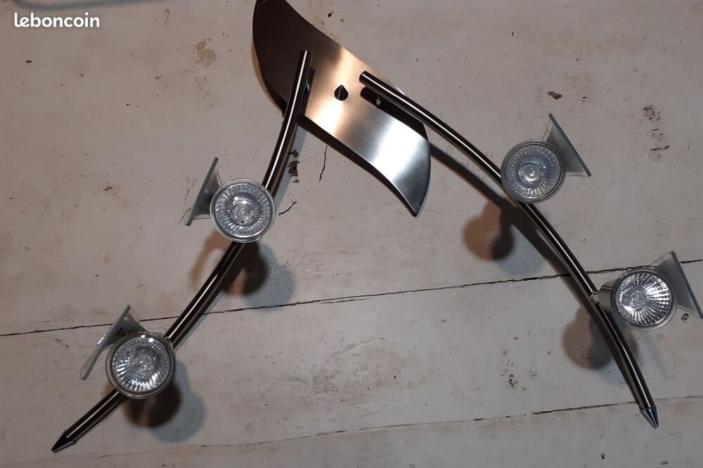 LUSTRE PLAFONNIER MODERNE METAL COMME NEUF 4 AMPOULES Décoration