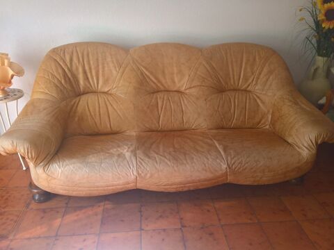 Canap 3 places cuir Canap Marron Vintage Cuir souple  0 Lunel (34)