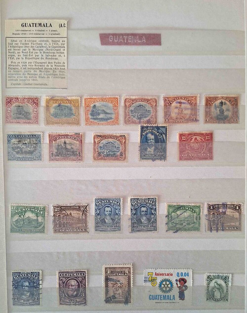 S&eacute;rie de timbres de collection du Guatemala 