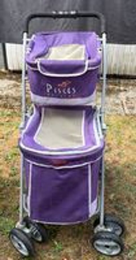   Poussette double pliable pour chiens ou chats  