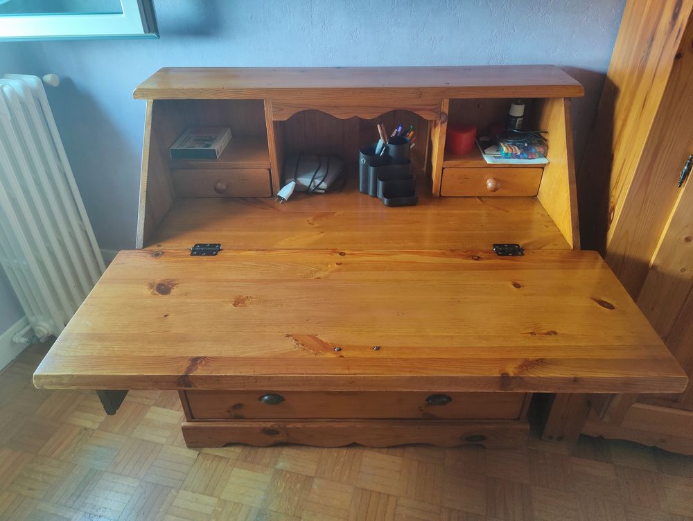 Bureau scriban pin massif miel Meubles
