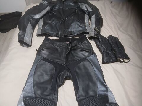 quipement Moto Cuir Noir - Veste, Pantalon, Gants 150 Assieu (38)