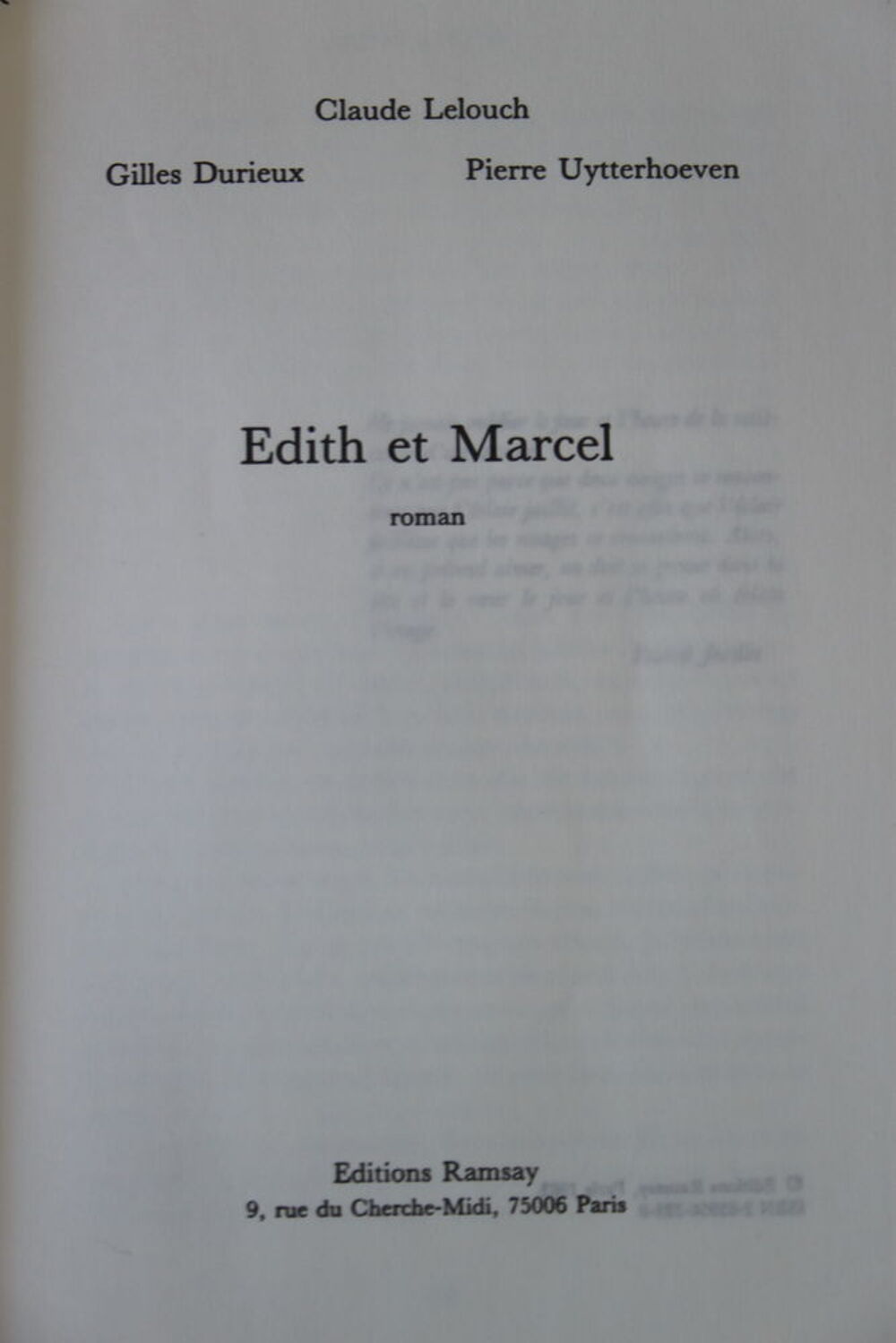 Livre Edith et Marcel Livres et BD