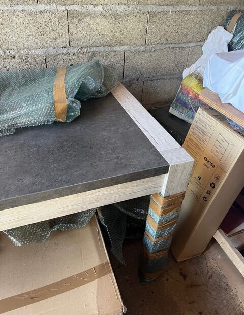 Table plateau effet b�ton bois clair 350 �vreux (27)