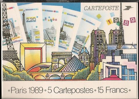 5 CARTEPOSTE PARIS 1989 paquet neuf blister 4 Plassac (33)