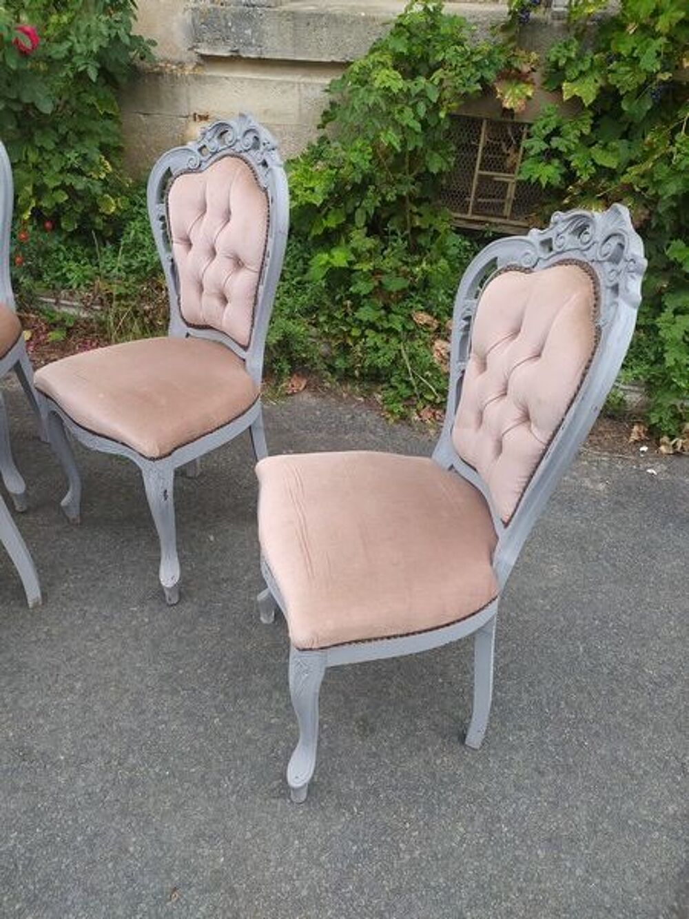 Lot de 5 Chaises Bois Velours Style Baroque 
Meubles