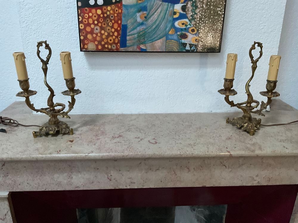 Lot de deux chandeliers en bronze massif Meubles