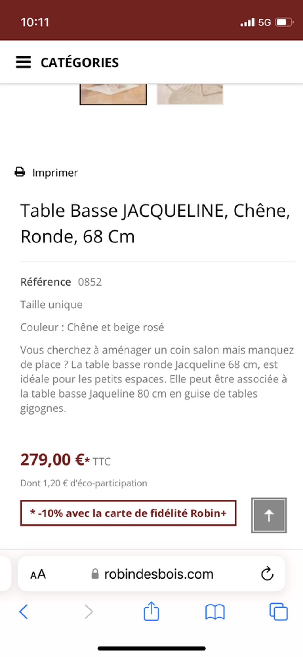 Table basse ch&ecirc;ne Meubles