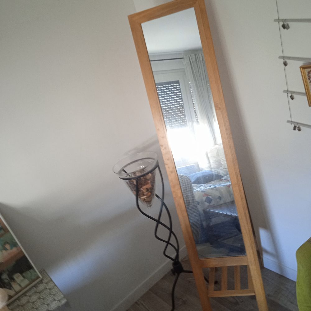 Miroir sur pied hauteur 160, coloris pin miel structure bois Meubles