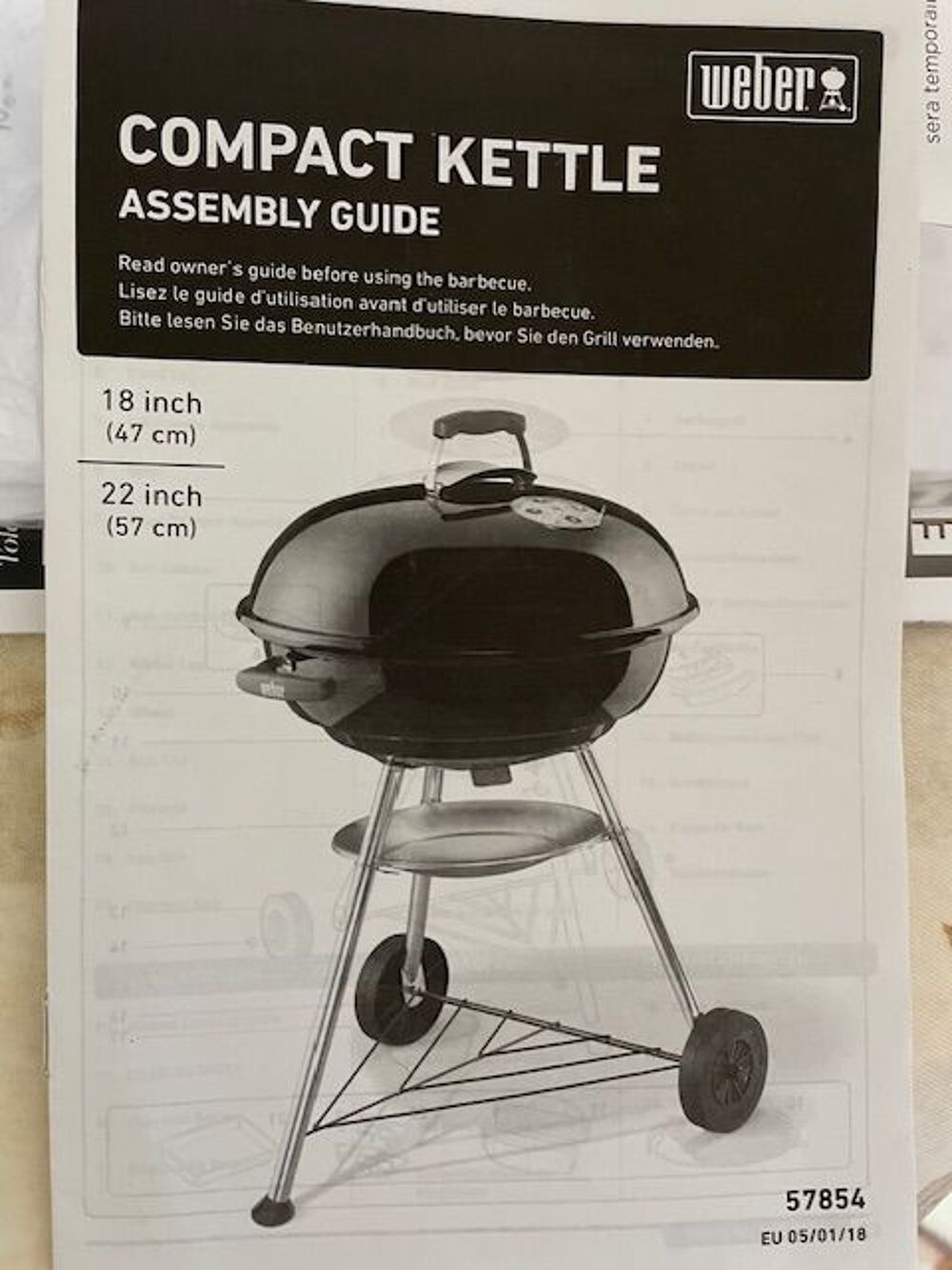 BARBECUE CHARBON WEBER 47 CM NEUF Jardin