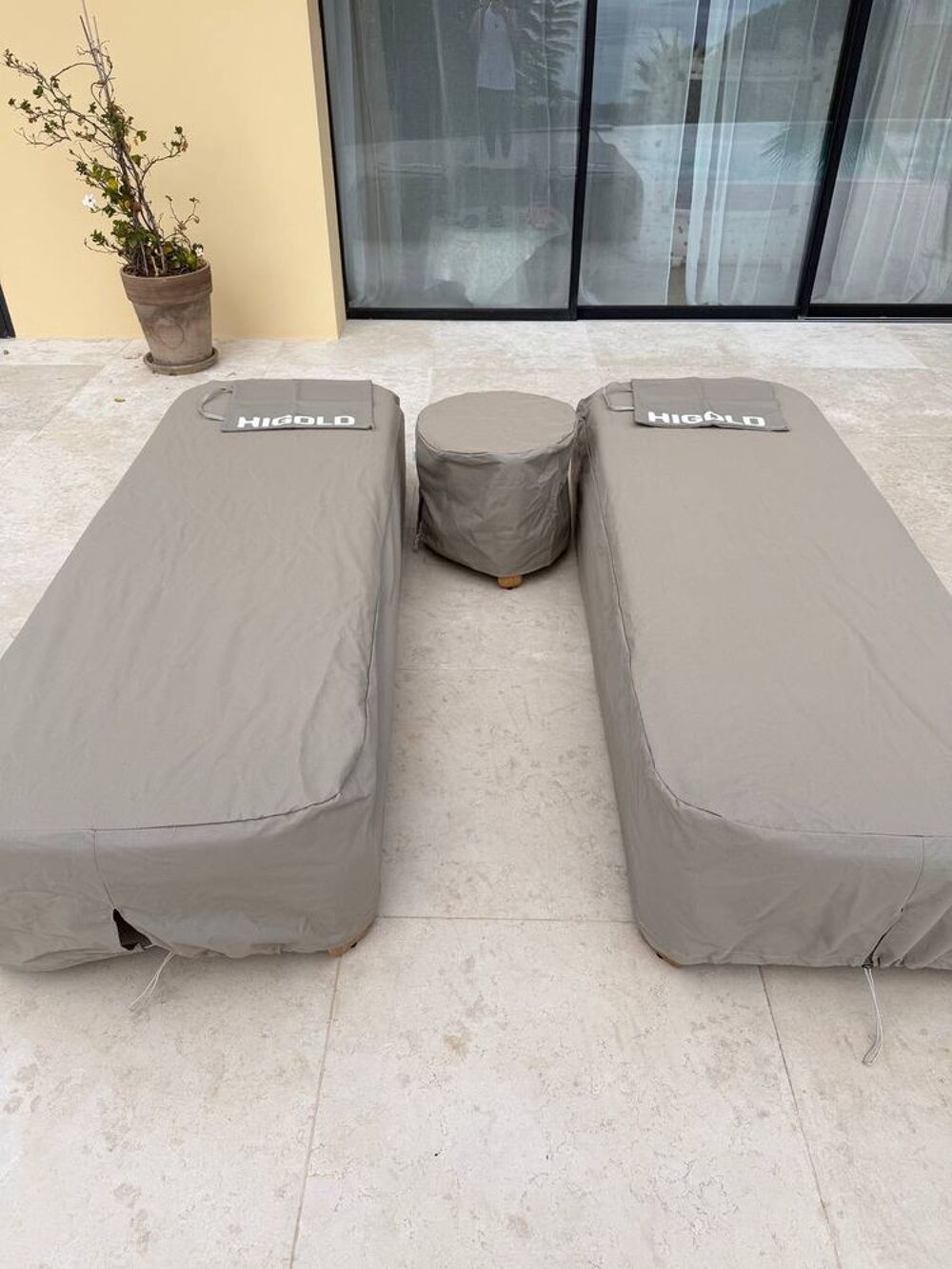 Lot de 2 bains de soleil HIGOLD avec table d'appoint Meubles